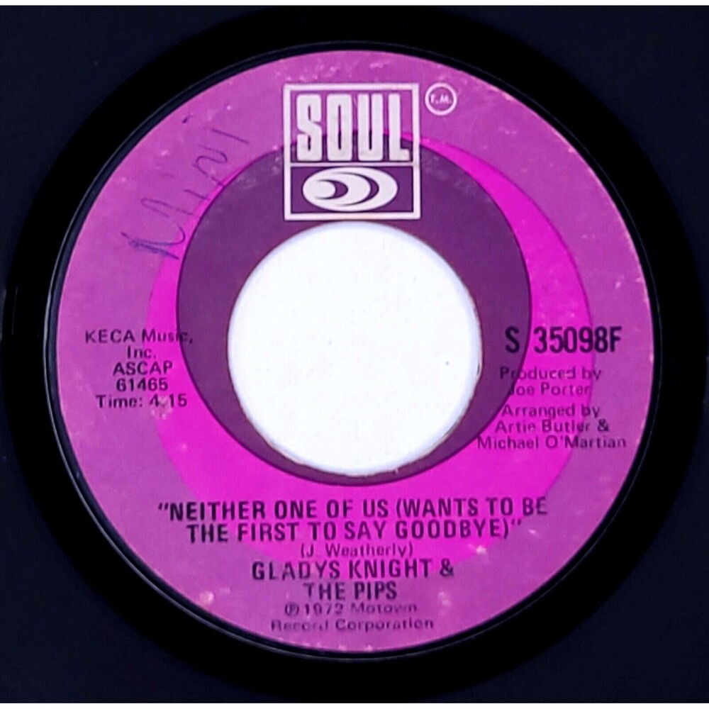 Gladys Knight & The Pips ‎45 Neither One Of Us/Can't Give It Up No More VG Soul